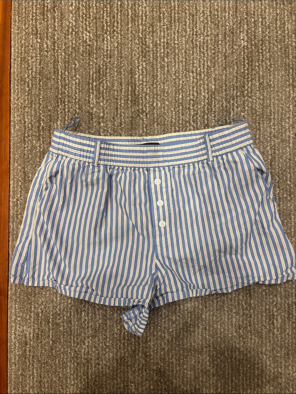 Zara Blue & White Striped Button-Front Shorts